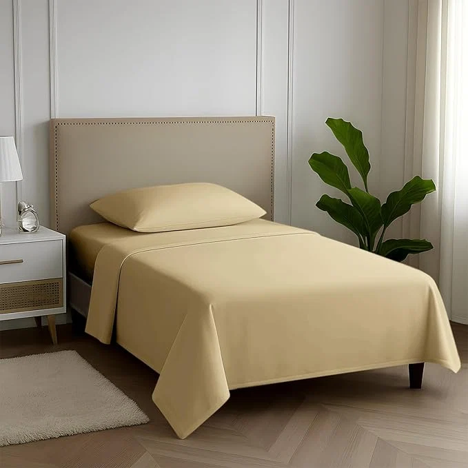 Solid Carressa Linen Egyptian Cotton Twin XL Sheets Set – 600 Thread Count Luxury Egyptian Cotton Sheets Twin XL Size 3 PC Beach Sand 16 quot Deep Pocket Soft Cooling Sateen Weave Dorm Room Bedding
