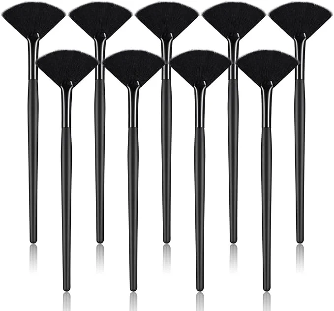 Safe 9 Pieces Facial Fan Mask Brushes Soft Facial Applicator Brushes Tools Detailed