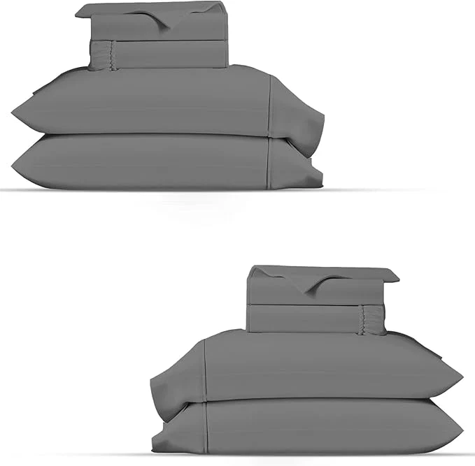 Minimalist TEXAS LINEN CO. Organic Cotton Percale Sheets King Size Pack or 2 – Soft amp Crisp Organic Cotton Sheets King Size 8 PC Dark Grey 16 quot Deep Pocket Percale Weve Bed Sheet Set – GOTS Proven