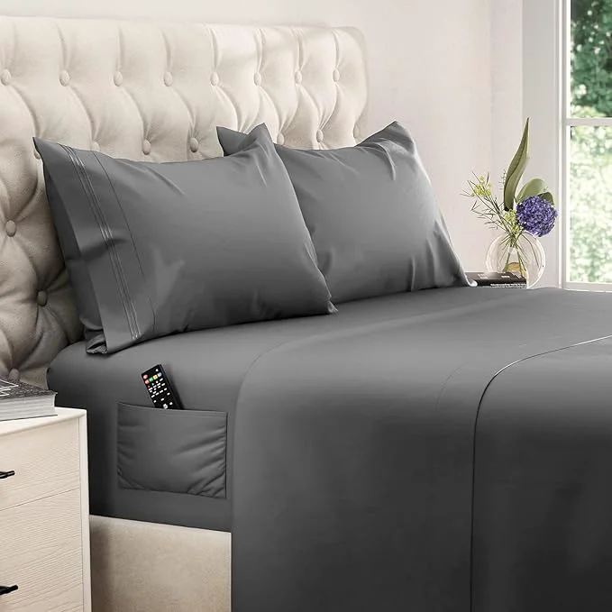 Trusted DREAMCARE Full Size Sheets – Cooling Bed Sheets – 4pcs Set – up to 15 quot Deep Pocket Full Sheet Set – Sheets Full Size Bed – Soft amp Long Lasting Fine Brushed Polyester with Side Pocket – Dark Gray Specialty