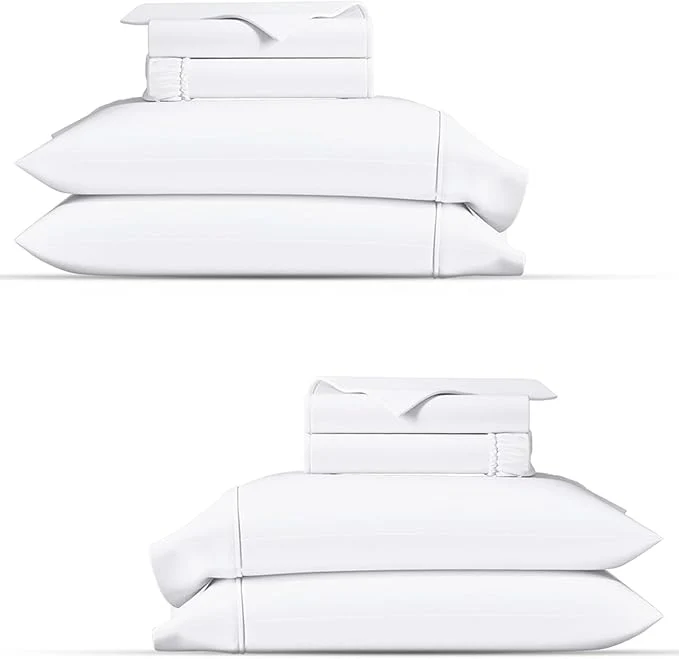Versatile TEXAS LINEN CO. Organic Cotton Percale Sheets Twin XL Size Pack or 2 – Soft amp Crisp Organic Cotton Sheets Twin XL Size 6 PC White Dorm Room Percale Weave Bed Sheet Set GOTS Unique