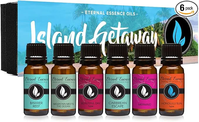 Luxury Eternal Essence Oils Island Getaway Set of 6 Premium Fragrance Oils Environmentally Friendly