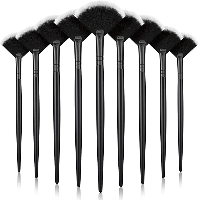 Elegant 9 Pieces Facial Fan Mask Brushes Soft Facial Applicator Brushes Tools Smart