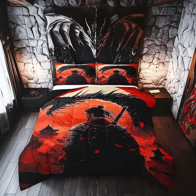 High-End Castle Fairy Chinese Loong Comforter Set Toddler Size Chinese General Bedding Set for Kids Teens Dragon Wildlife Down Comforter 2 Pcs 1 Pillowcase Excellent