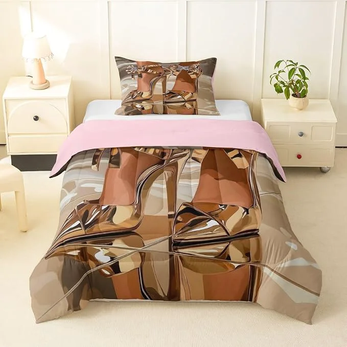 Prestigious Erosebridal High-Heels Girlish Girls Comforter Set Toddler Size Romantic Fashion Bedding Set Fashionable Gorgeous Quilt for Kids Children Women Bedroom Decor Modern Minimalist Gold Down Comforter User-Friendly