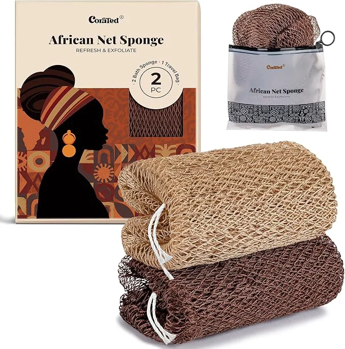 Quality CORATED African Net Sponge Shower Loofah Exfoliating Bath Sponge Flexible