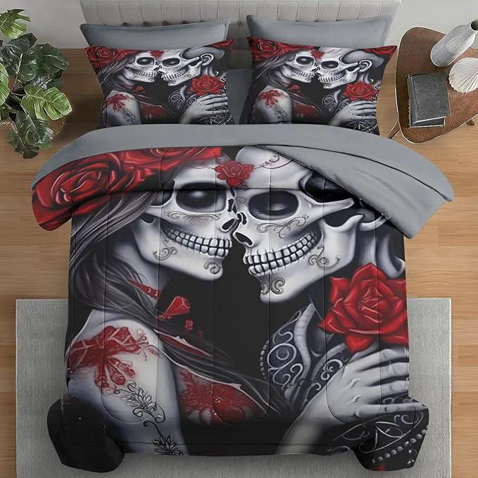Classic Comforter Set Full Size Love 7 Pcs Bedding for Adults Vintage Flower Rose Bed Sheet Sets with Fitted Sheet 2 Pillowcases amp 2 Shams for Bedroom Bed Decor Functional