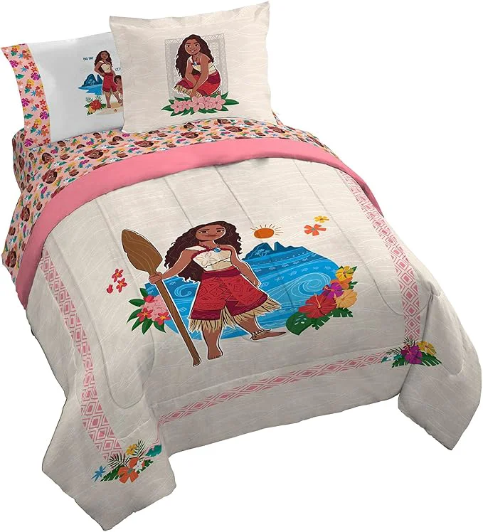 Excellent Jay Franco Disney Moana Queen Comforter Set – 7 Piece Bedding Includes Sheet Set amp Pillow Covers – Super Soft Floral Kids Bedding Proven