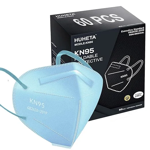 World-Class HUHETA KN95 Face Mask 60 PCs 5-Ply Safety Masks Superior