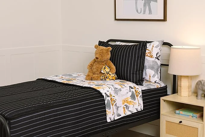 Dependable Beddy 39 s Jungle Animal Themed Durable Zipper Bedding for Kids Bed in a Bag Black Striped Comforter amp Animal Print Sheets Includes Pillowcase and Pillow Sham Easy to Make amp Wash – Toddler Fine Crafted