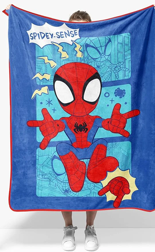 Organic Jay Franco Kids Plush Throw Blanket – Soft amp Cozy Fleece Throw for Bedroom amp Couch Décor Licensed Product Blue – Spidey amp Friends 40×50 – Travel Blanket Detailed