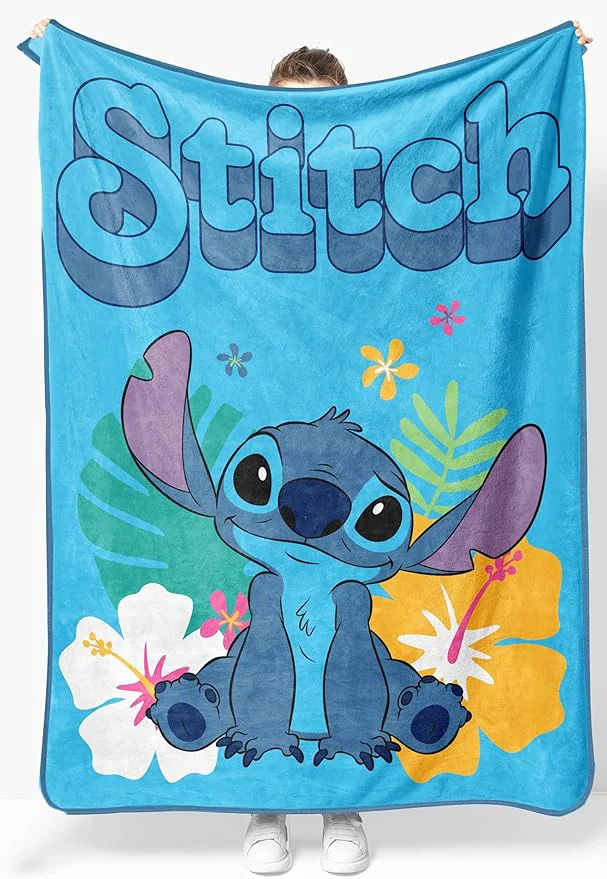 Official Jay Franco Kids Plush Throw Blanket – Soft amp Cozy Fleece Throw for Bedroom amp Couch Décor Licensed Product Blue – Stitch 46×60 – Throw Blanket User-Friendly