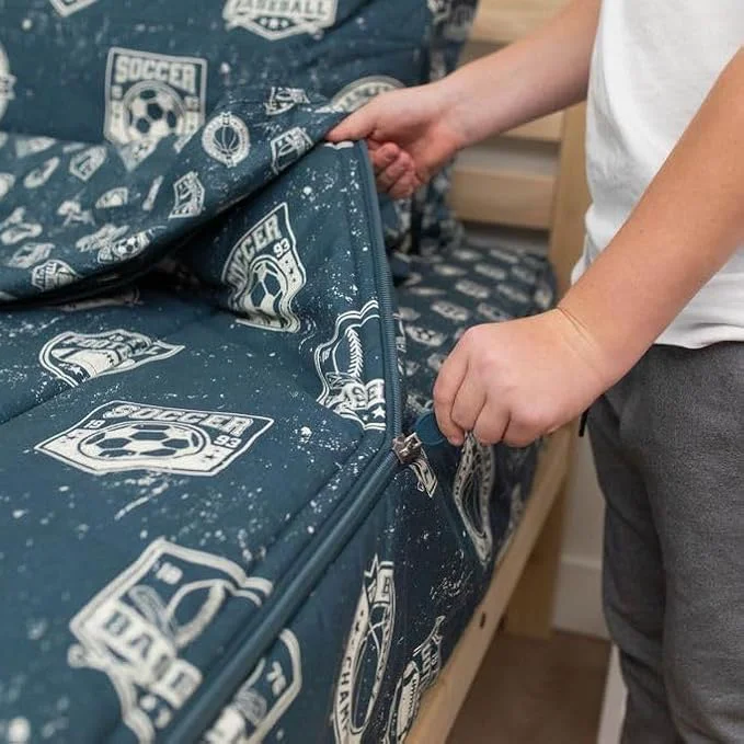 Efficient Beddy 39 s Sports Theme Boys Durable Zipper Bedding for Kids Bed in a Bag Blue Sheets with Baseball Football Basketball Soccer Comforter Pillowcase amp Pillow Sham Easy to Make amp Wash Original
