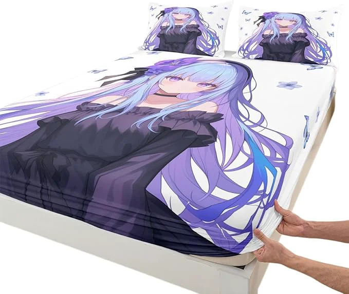 Fine Crafted Erosebridal Girls Bedding Set Japanese Style Fitted Sheet Twin 3D Anime Girl Bed Sheets Cartoon Kawaii Kimono Girl Sheets Romantic Gifts for Her 1 Fitted Sheet 1 Pillowcase No Top Sheet Safe