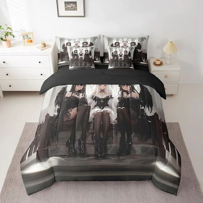Fine Erosebridal Japanese Anime Full Comforter Set 7 Piece Anime Girl Bedding Set Kawaii Japanese Style Sheet Set Cartoon Japan Animation Bed in A Bag for Boys Youth Teens Adult Women Bedroom Innovative