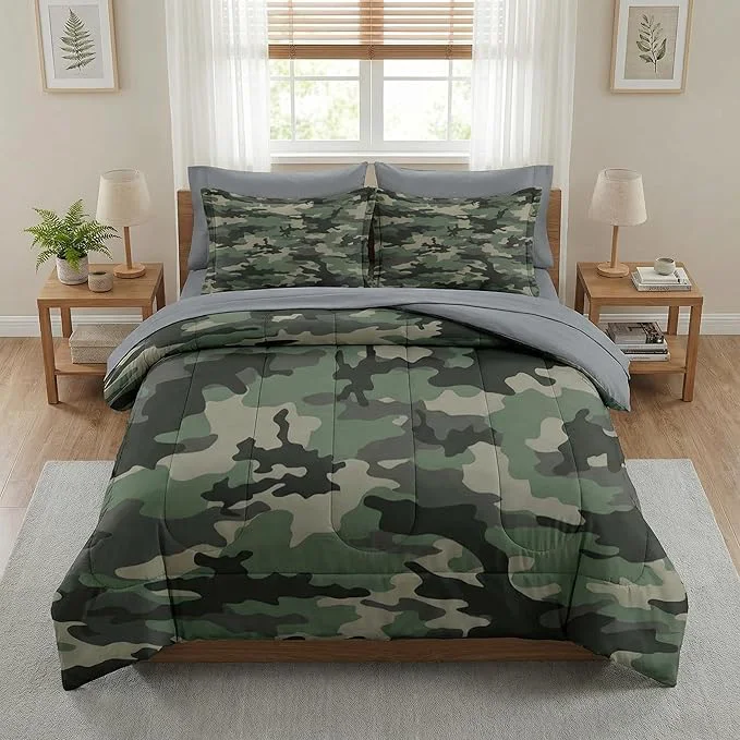 Traditional Comforter Set Full Size Camo Army Camouflage 7 Pcs Bedding for Kids and Adults Military Bed Sheet Sets with Fitted Sheet 2 Pillowcase amp 2 Sham for Bedroom Bed Decor Original Design