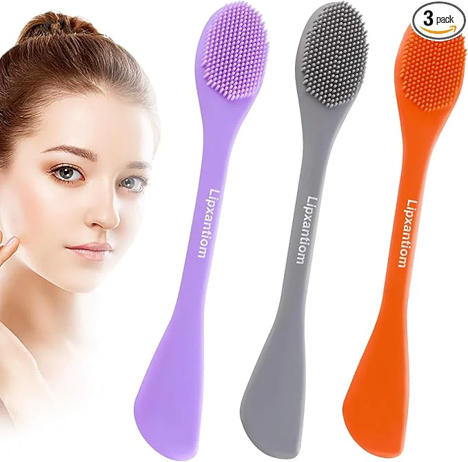 Next-Generation 3 Pcs Silicone Facial Cleansing Brush 2 in 1 Face Mask Applicator and Pore Recyclable