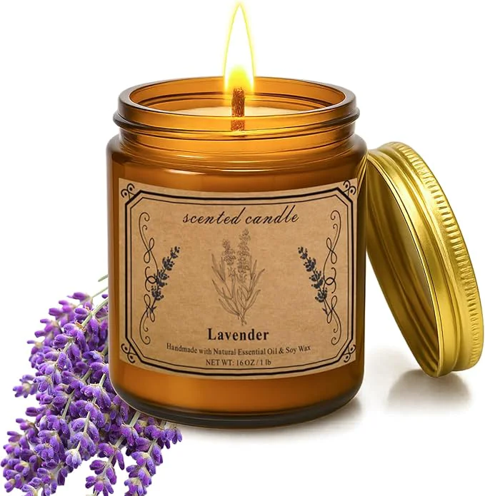 Consistent Candles for Home Scented 16oz Large Soy Wax Lavender Scented Candle 100 Hour Luxury