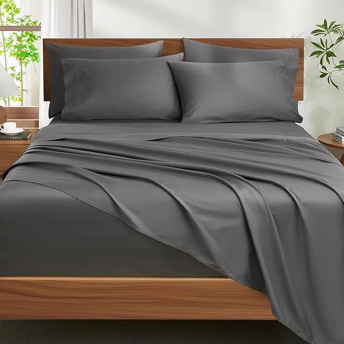 Carefully Designed Ivelow Egyptian Cotton Sheets Full Size Set – 1200 Thread Count 6 PC 18 quot Deep Pocket Full Size Bed Sheet Set，Luxury Soft Breathable Grey Cooling Sheet Sets Durable Hotel Quality Bedding Prestigious