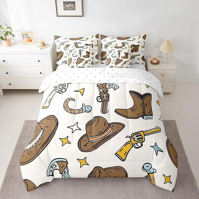 Proven Erosebridal Cowboy Hat Men Comforter Set 7 Piece Bed in a Bag Twin Cowboy Boots Bedding Sets Hunting Western Decor Sheet Set with Comforter Responsible