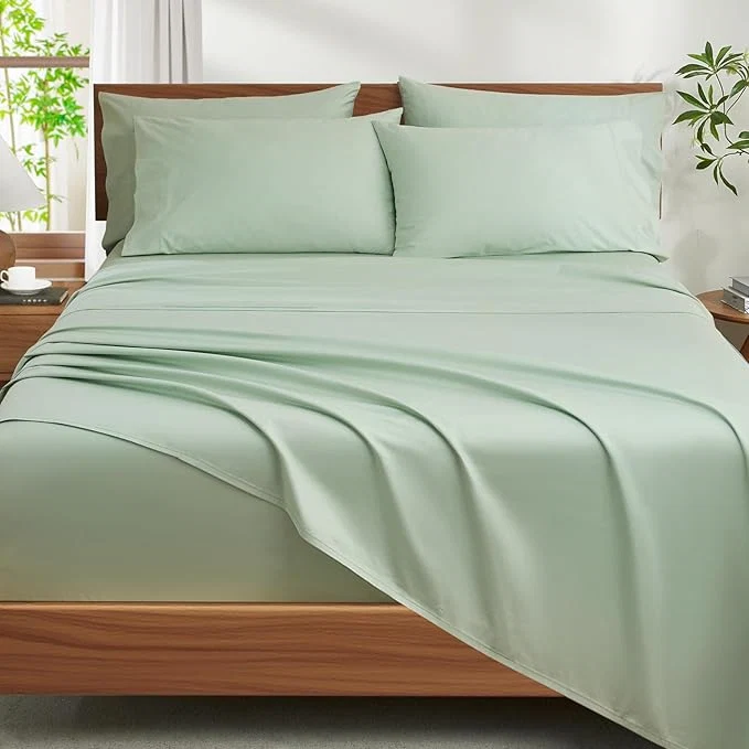 Expertly Made Ivellow Egyptian Cotton King Size Sheets Set – 1200 Thread Count 6 PC 18 quot Deep Pocket King Sheets，Luxury Cotton Bed Sheets Soft Breathable Sage Green Cooling Sheet Sets Hotel Quality Bedding Practical