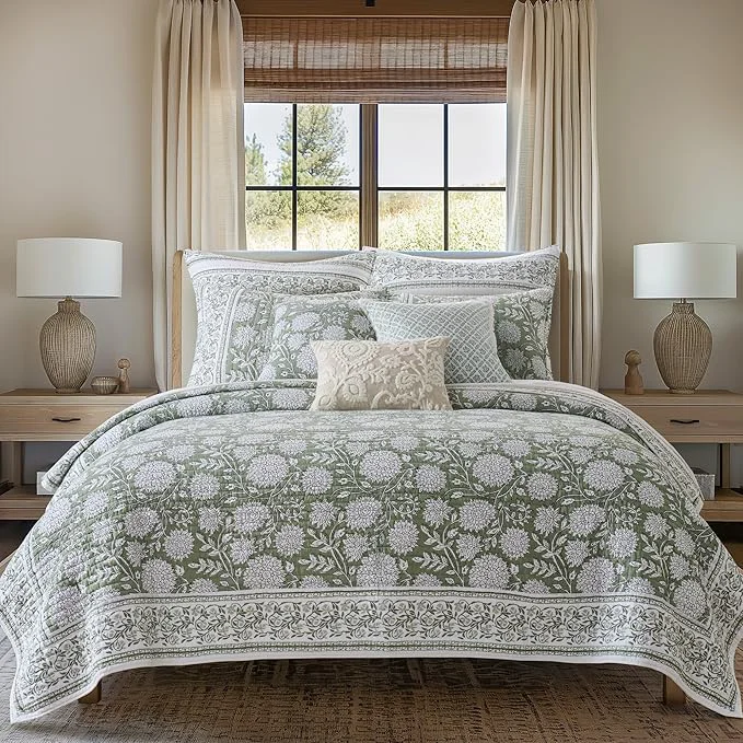 Effective Levtex Home Adare Sage Reversible Twin Twin XL Quilt Set 68x86in with 1 Pillow Sham 26x20in – Floral Bedding – Sage White – Cotton Twin Size Quilt Bedding Set – Lightweight Soft Pre-Washed World-Class