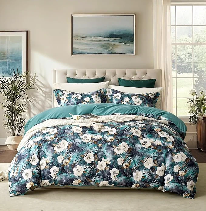 Stylish Cupocupa Duvet Cover Full Size Set Boho Floral Pattern Full Duvet Cover Set for Full Size Bed Vintage Soft Bedding Leaf Print Duvet Cover with Pillowcases Carefully Designed