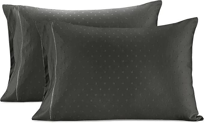 Certified LANE LINEN Pillow Case Covers King Set of 2 Egyptian Cotton Sateen Soft Cool amp Smooth 1000 Thread Count Pillow Cases – Swiss Dot – Charcoal User-Friendly