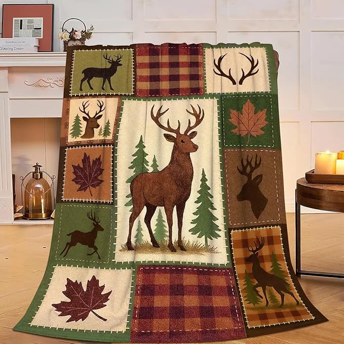 Fine Cabin Deer Blanket Super Soft Warm Fluffy Fleece Flannel Hunter Animal Throw Blanket Cozy Fuzzy Plush Stuff Bedding Blankets Gifts for Women Kids Boys Girls Adults 80 quot X60 quot Modern