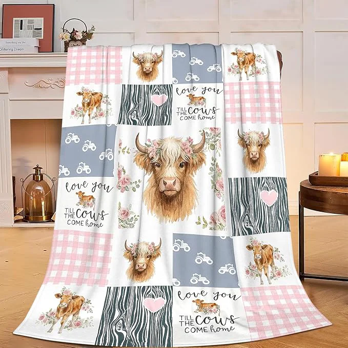 Innovative Highland Cow Blanket Super Soft Warm Fluffy Fleece Flannel Cattle Animal Throw Blanket Cozy Fuzzy Plush Stuff Bedding Blankets Gifts for Women Kids Boys Girls Adults 60 quot X50 quot Minimalist