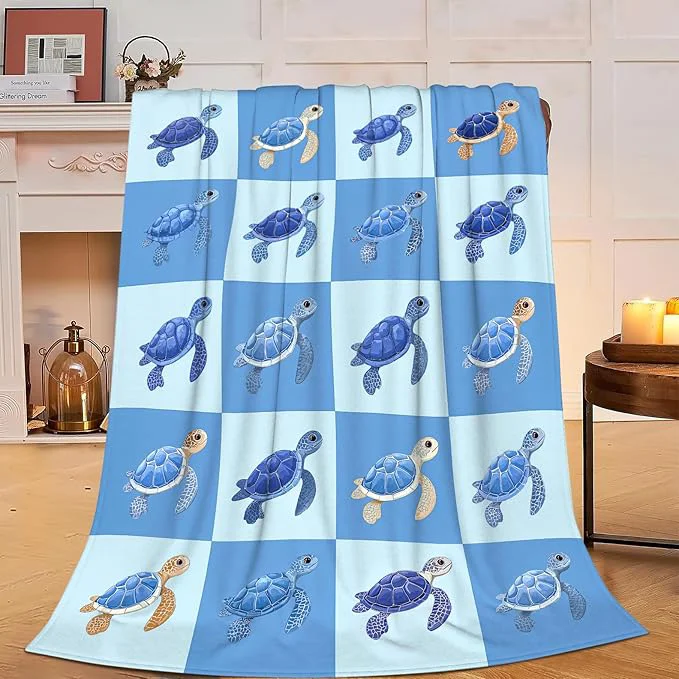 Traditional Sea Turtle Blanket Super Soft Warm Fluffy Fleece Flannel Sea Animal Throw Blanket Cozy Fuzzy Plush Stuff Bedding Blankets Gifts for Women Kids Boys Girls Adults 80 quot X60 quot Sustainable