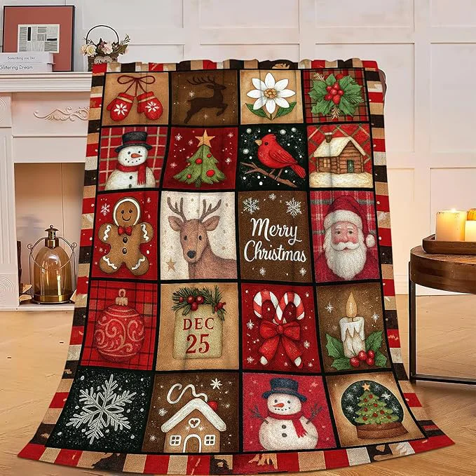 Durable Christmas Blanket Super Soft Warm Fluffy Fleece Flannel Snowman Santa Claus Throw Blanket Cozy Fuzzy Plush Stuff Bedding Blankets Gifts for Women Kids Boys Girls Adults 50 quot X40 quot Trendy