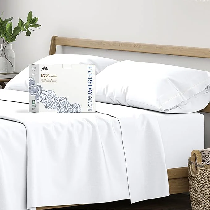 Consistent Mayfair Linen Organic Cotton Percale Sheets California King Size – White Cotton Percale Sheets California King 4 PC Percale Sheets Calking Size Soft amp Crisp Cooling Sheets 16 quot Deep Pocket Environmentally Friendly