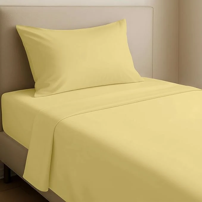 Genuine California Design Den Twin Size Sheets Set – Natural Cotton Sheets Twin Size Set 12 quot Pockets Soft Sateen Breathable and Durable Bedding for Dorm Rooms College Buttery Yellow User-Friendly