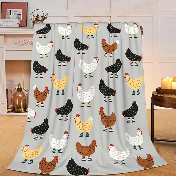 Classic Chicken Blanket Super Soft Warm Fluffy Fleece Flannel Hen Animal Throw Blanket Cozy Fuzzy Plush Stuff Bedding Blankets Gifts for Women Kids Boys Girls Adults 60 quot X50 quot User-Friendly