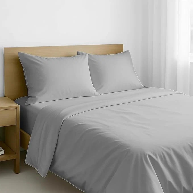 Fine California Design Den Queen Sheet Set – Natural Cotton Sheets Queen Size Bed Set with Deep Pockets Soft Sateen Weave Breathable and Durable Bedding Light Grey Green