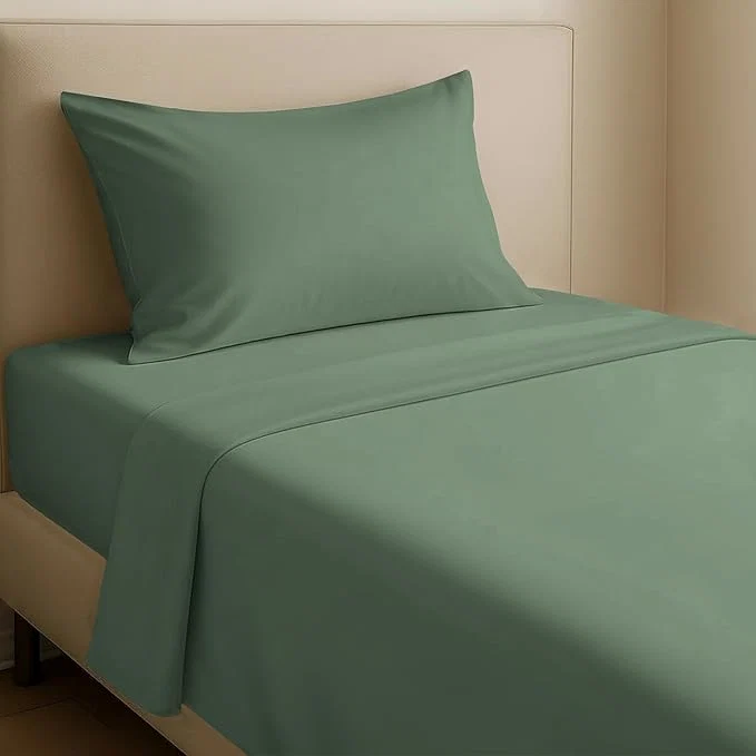 High-Performance California Design Den Twin Sheet Set – Natural Cotton Sheets with 12 quot Pockets Soft Sateen Weave Breathable and Durable Bedding Set for Dorm Rooms College Sage Green – Dark Fine Crafted