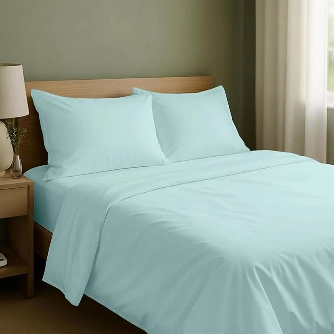 Lightweight California Design Den Natural Cotton Sheets Full Size Bed Set with Deep Pockets – Soft Sateen Weave Durable Full Size Sheets Seafoam Outstanding