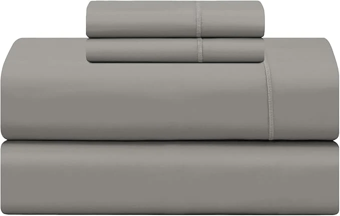 Expertly Made Feather amp Stitch 500 TC Queen Size 4pc Damask Bed Sheet Set Soft Cotton Breathable Bedsheets 18 quot Deep Pockets Sateen Weave Striped Bedding Mattress Resort Hotel Luxury Decor – Ash Grey Smart