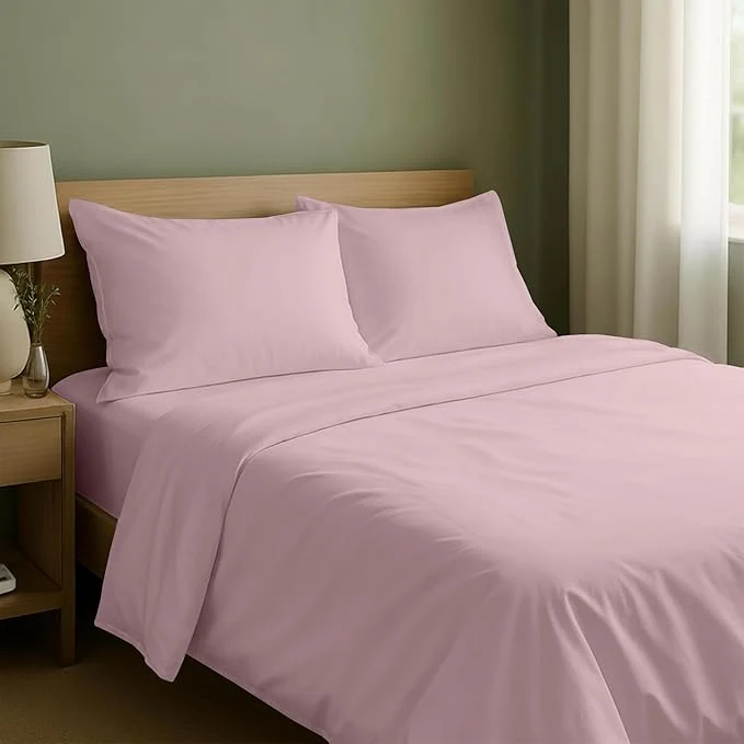 Official California Design Den Full Size Sheets Set – Natural Cotton Bed Sheets Full Size Bed with Deep Pockets Soft Sateen Weave Durable Set Pink First-Class
