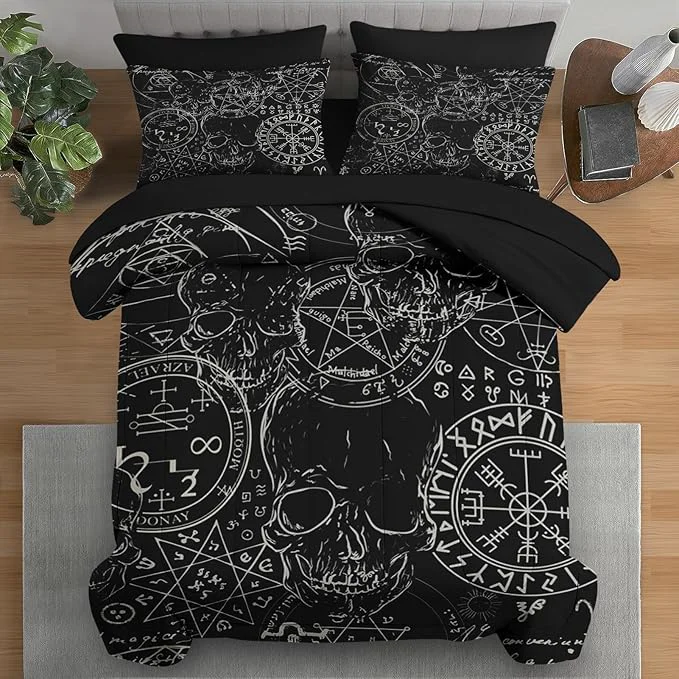 Lightweight Comforter Set Full Size Pentagram Retro 7 Pcs Bedding for Kids and Adults Halloween Vintage Bed Sheet Sets with Fitted Sheet 2 Pillowcases amp 2 Shams for Bedroom Bed Decor Convenient