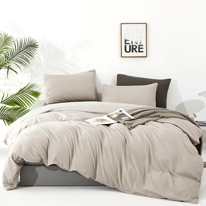 Versatile CLOTHKNOW Light Khaki King Size Comforter Set Oatmeal Bedding Comforter Sets Soft Tan Comforter Beige Khaki Comforter with 2 x Pillow Cases Lightweight