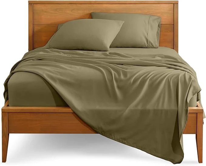 Fast Bare Home Queen Sheet Set – 1800 Ultra-Soft Microfiber Queen Bed Sheets – Double Brushed – Deep Pockets – Easy Fit – 4 Piece Set – Bedding Sheets amp Pillowcases Queen Olive Detailed