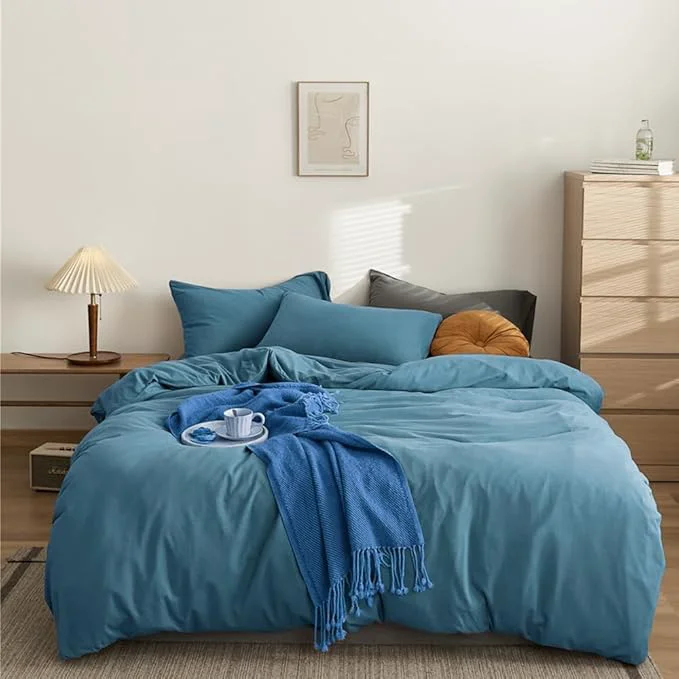 Carefully Designed CLOTHKNOW Lake Blue Queen Comforter Set Blue Bedding Sets Soft Girls Women Comforter Queen with 2 x Pillow Cases Safe
