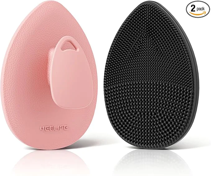 Crafted Silicone Face Scrubber 2 Pack Manual Facial Cleansing Brush Powerful