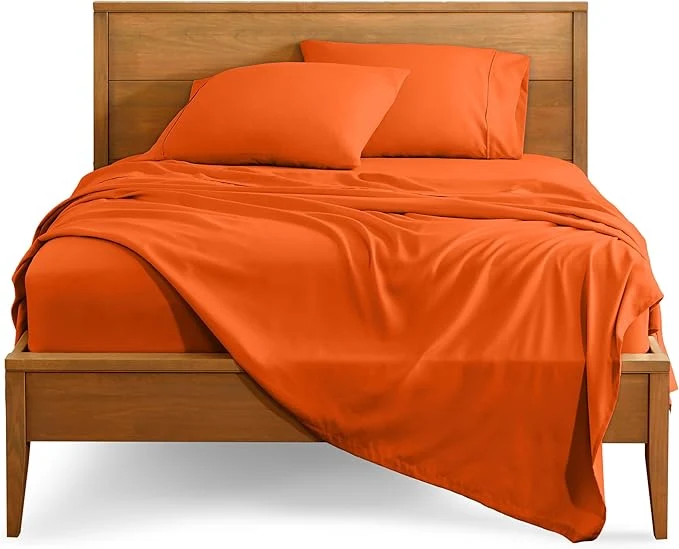 Exclusive Bare Home Twin XL Sheet Set – 1800 Ultra-Soft Microfiber Twin Extra Long Bed Sheets – Double Brushed – Deep Pockets – Easy Fit – 3 Piece Set – Bedding Sheets amp Pillowcases Twin XL Orange Prestigious