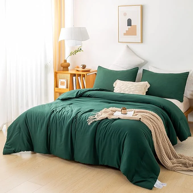 High-Grade COTTEBED Softness Comforter Set King Size Bed – Super Soft Cotton Polyester Blend Solid Lightweight Bedding Quilt Blanket and 2 Pillowsham All Season – California Cal King Emerald Hunter Forest Green Reliable