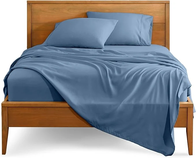 Pure Bare Home Queen Sheet Set – 1800 Ultra-Soft Microfiber Queen Bed Sheets – Double Brushed – Deep Pockets – Easy Fit – 4 Piece Set – Bedding Sheets amp Pillowcases Queen Coronet Blue Optimized