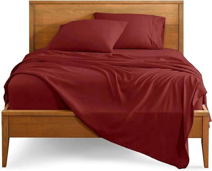 Fine Crafted Bare Home Split Head Flex King Sheet Set – 1800 Ultra-Soft Microfiber Bed Sheets – Double Brushed – Deep Pockets – Easy Fit – 4 Piece Set – Bedding Sheets amp Pillowcases Rosewood Classic