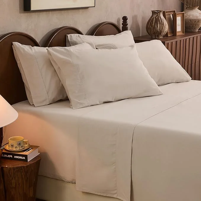 Sustainable Linen Sheet Set Cal King Size Extra Deep Pocket Fits 18-24 Inch Mattress Breathable amp Soft Smooth 6-Piece Set for Thick Mattresses Hotel Luxury Bedding（Cal King Linen） Expertly Made